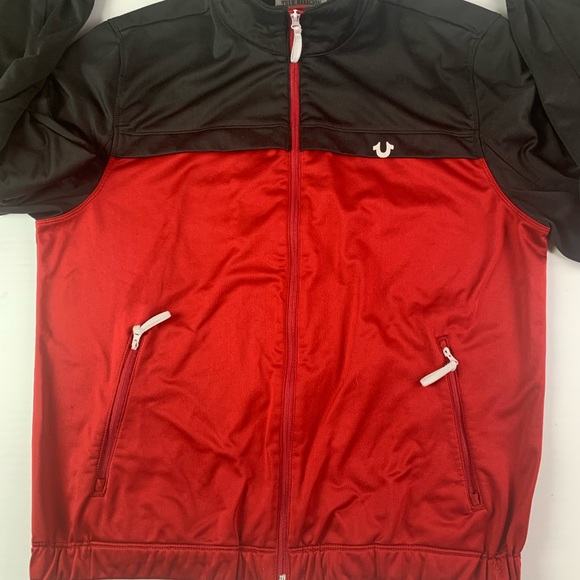 TRUE RELIGION Mens Full Zip Track Jacket Size XXL Red/Black - Picture 3 of 10